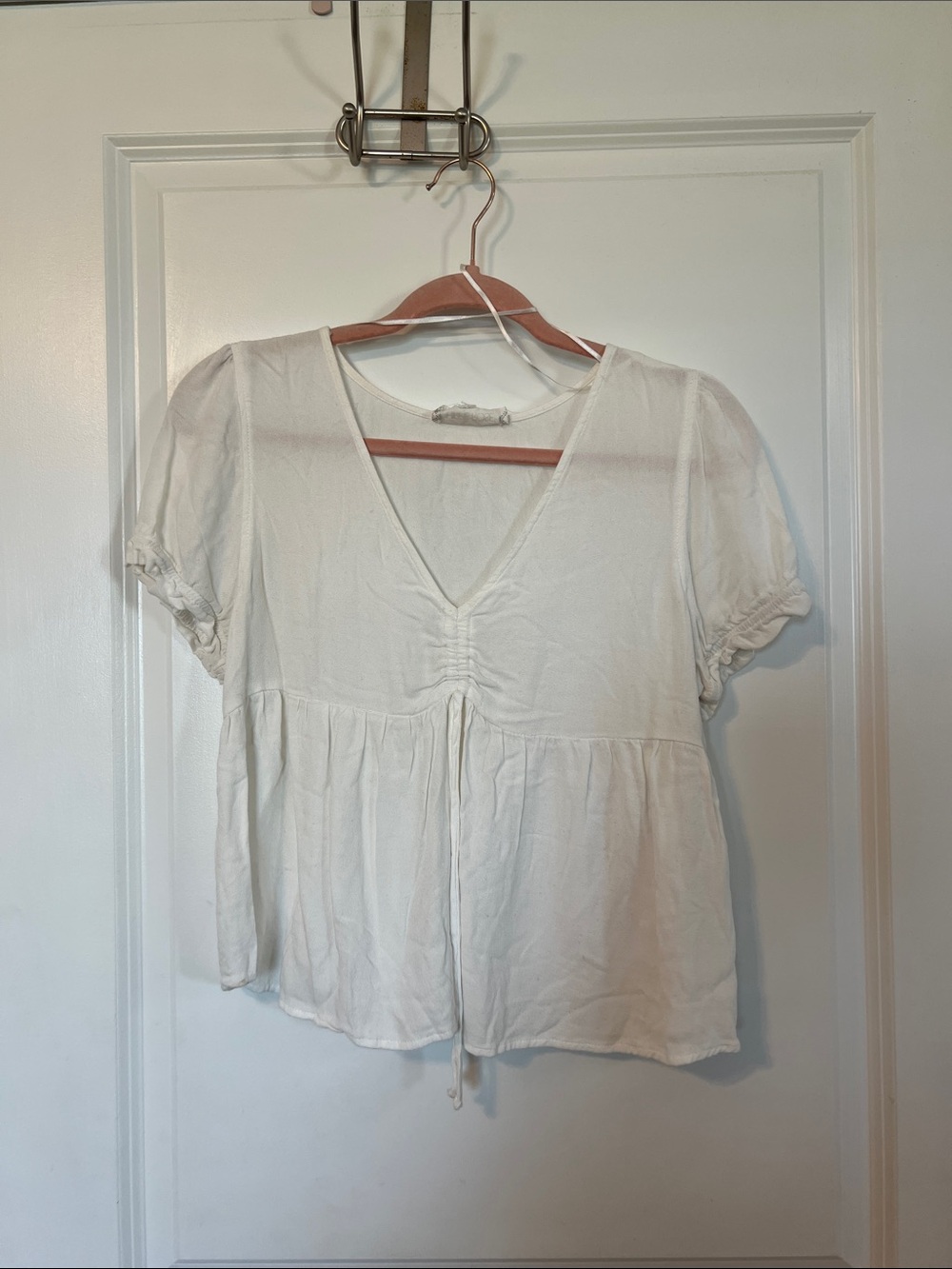 Hippie Rose Cream V-Neck Babydoll Blouse
